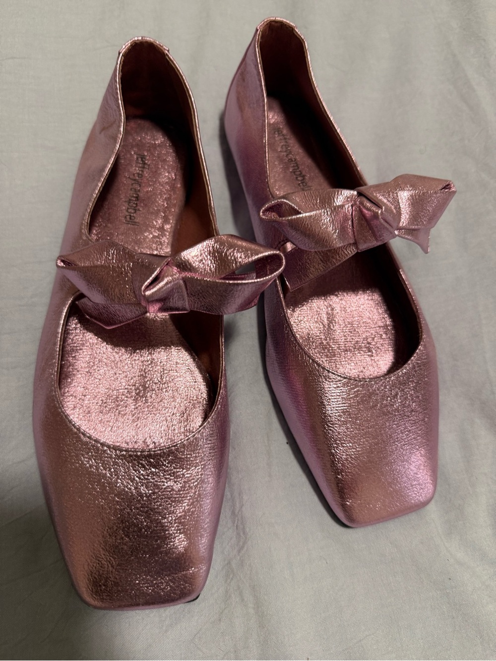 Jeffery Campbell Amit Metallic Pink Mary Jane Ballet Flats with Bow - Picture 3 of 5
